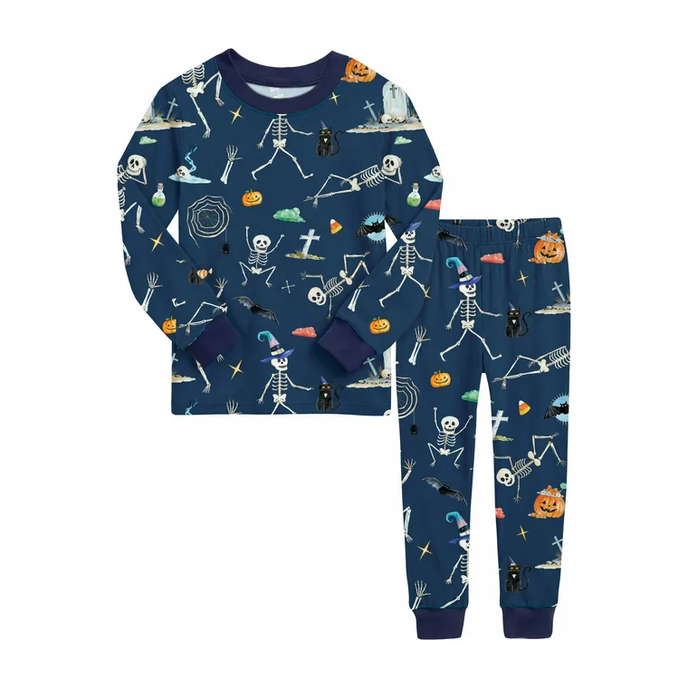 Boo Bash bamboo long sleeve pajama set, flat lay