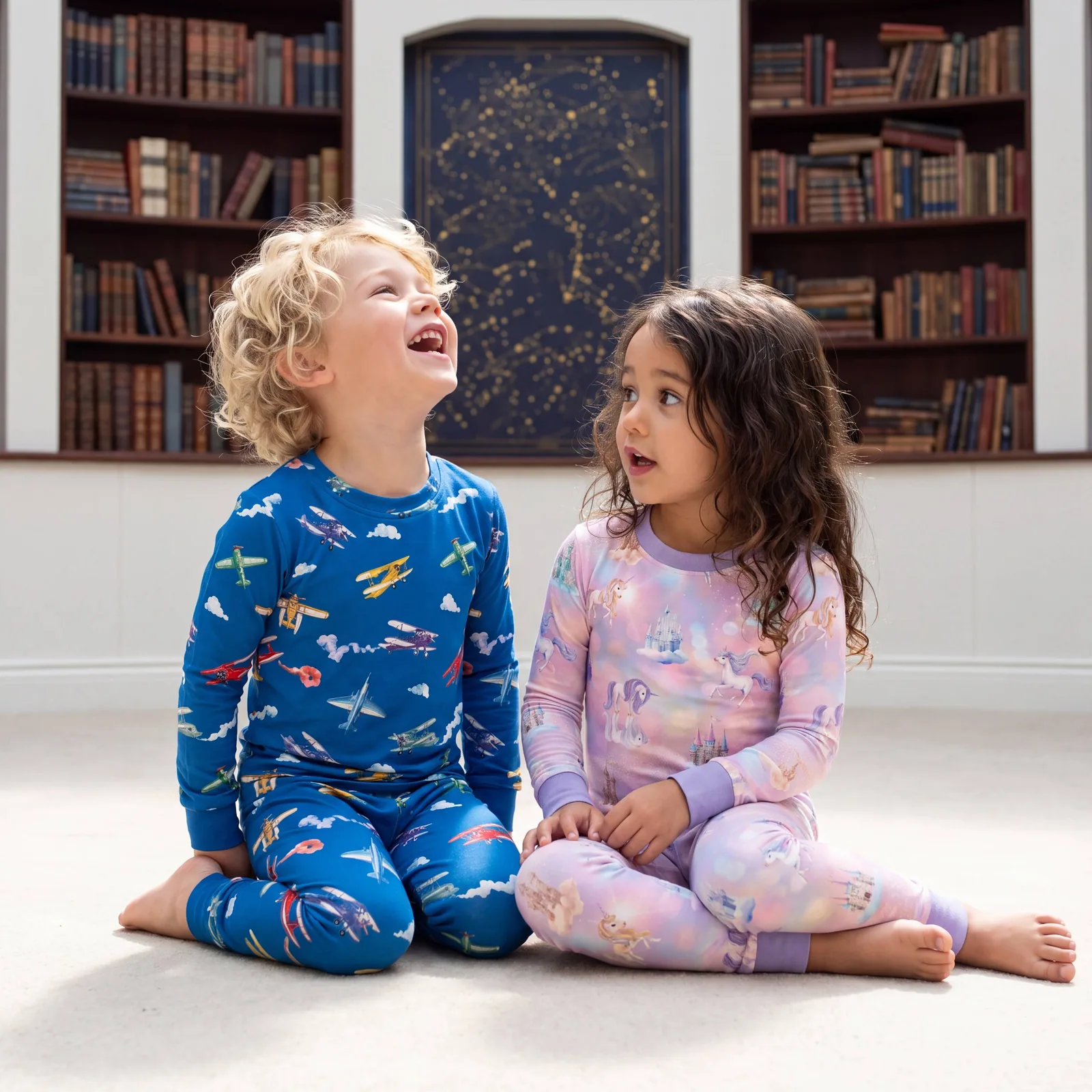 Unicorn Realm and Skybound bamboo pajama sets