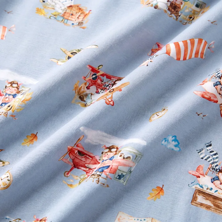 Flying Pig bamboo long sleeve pajama set, fabric