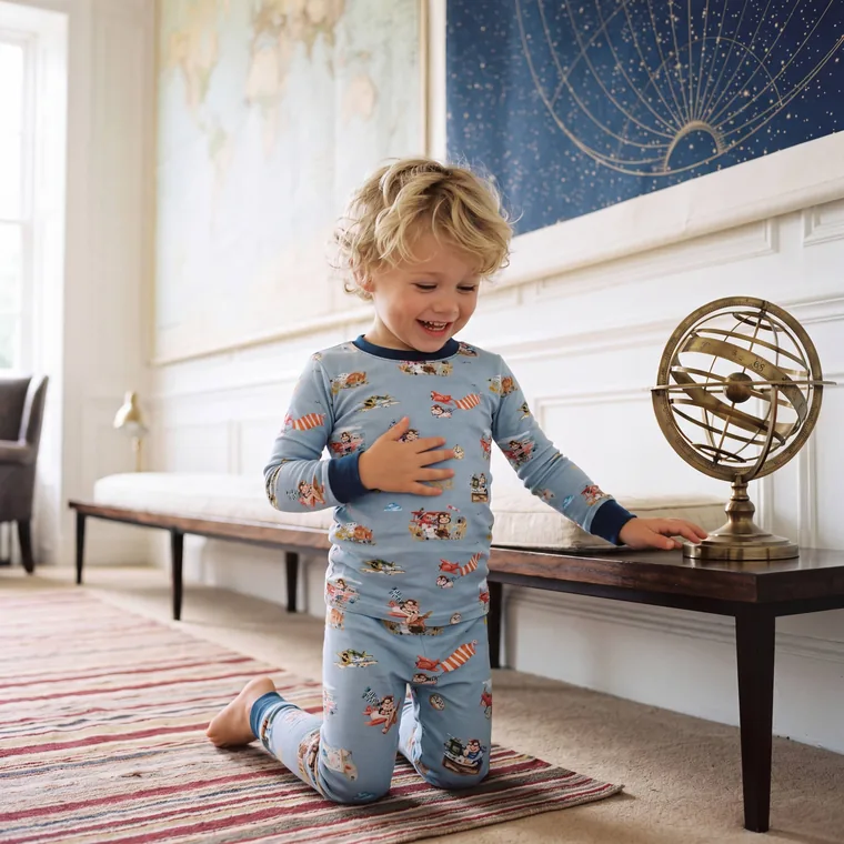 Flying Pig bamboo long sleeve pajama set, in wear