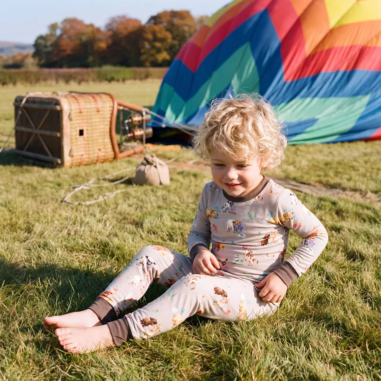 Highland bamboo long sleeve pajama set, in wear