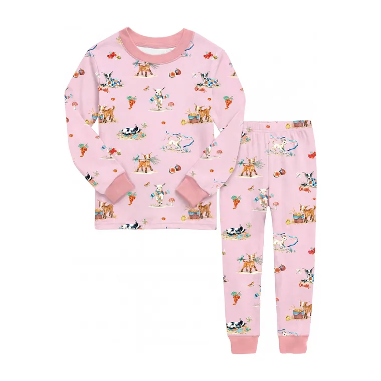 Little Goat bamboo long sleeve pajama set, flat lay