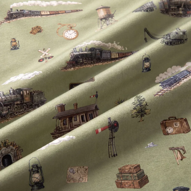 Railroad bamboo long sleeve pajama set, fabric