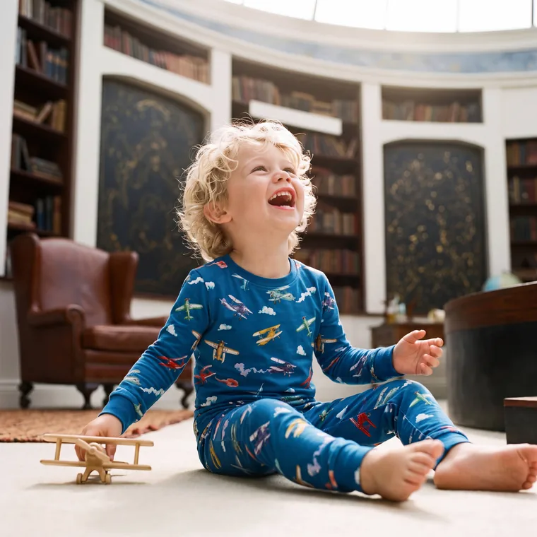 Skybound bamboo long sleeve pajama set, in wear