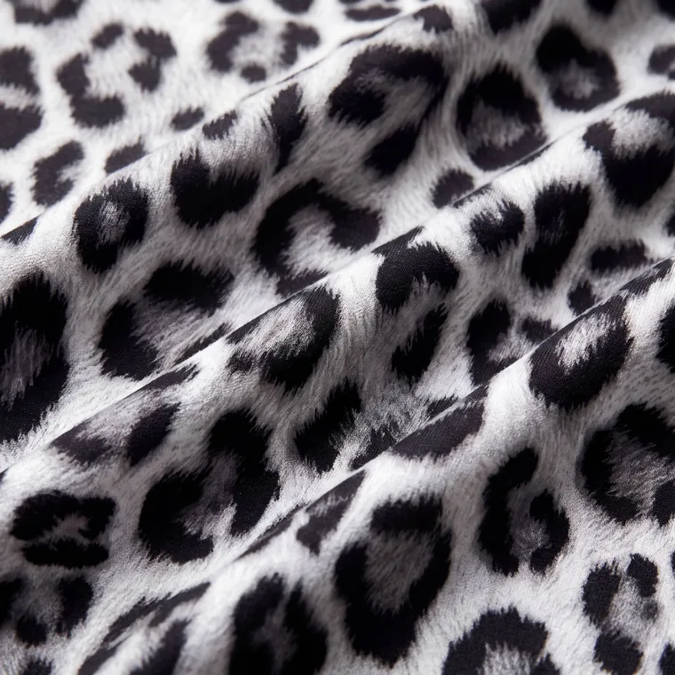 Snow Leopard bamboo long sleeve pajama set, fabric