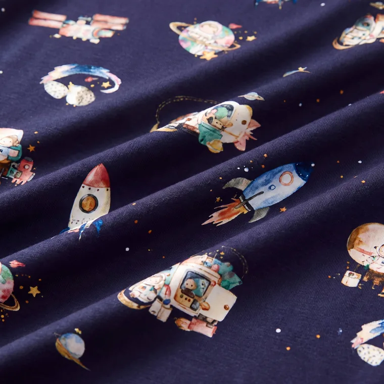Spaceship bamboo long sleeve pajama set, fabric
